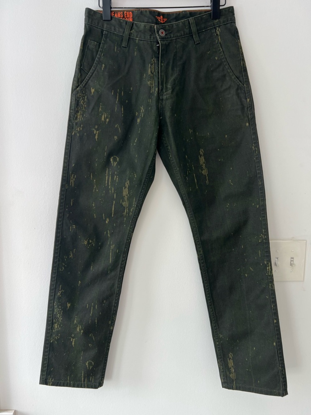 Dockets Paint-Splatter Pants trousers  Army Olive Slim Tapered